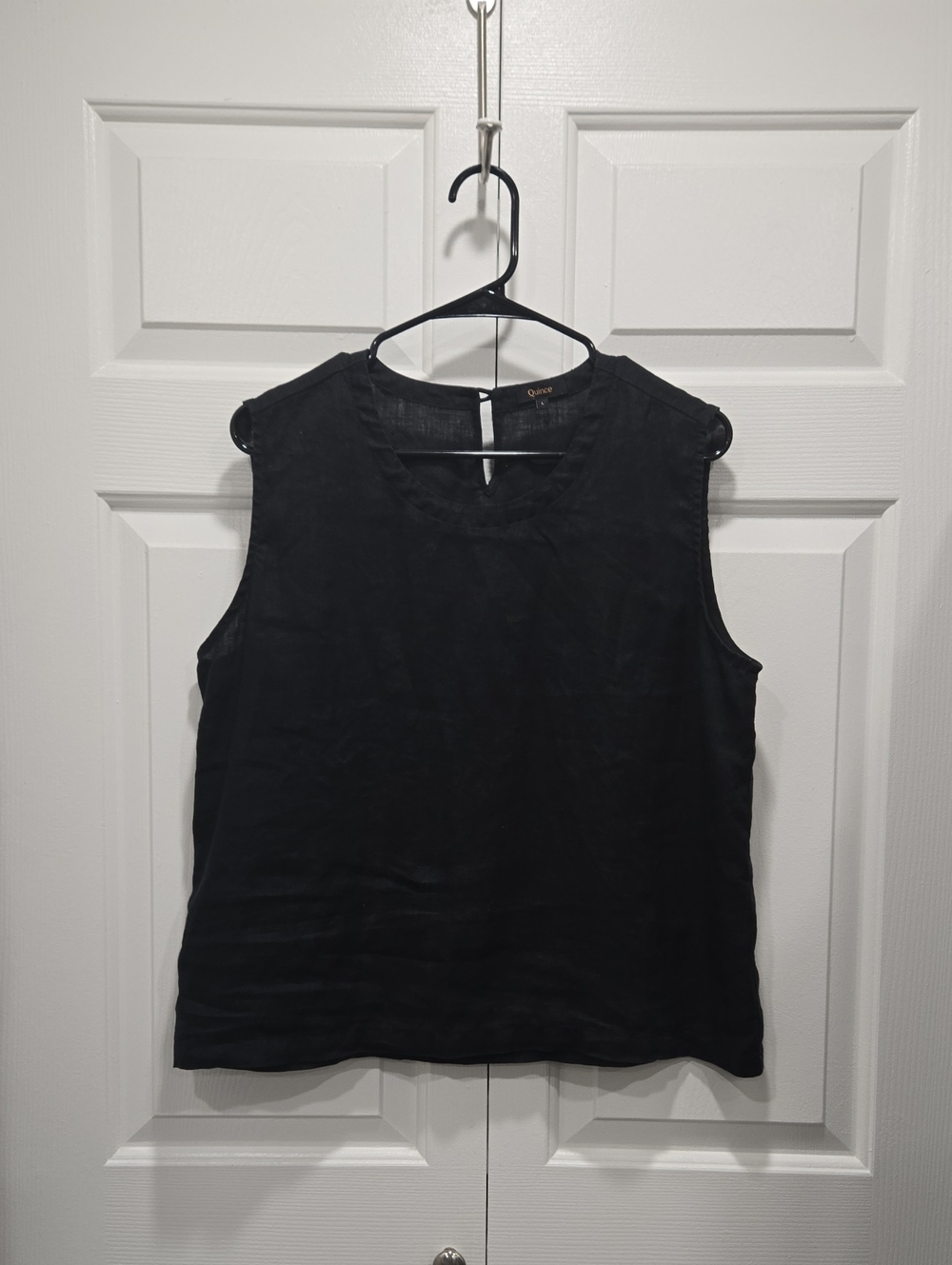 Quince Black Sleeveless European Linen Tank Top- Large